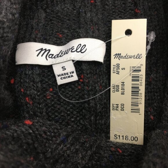 NEW Madewell Donegal Dark Gray Sweater Dress Long Sleeves Mock Neck Small - Picture 2 of 8